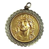 Antigua Medalla Rostro De Cristo En Relieve Oro Y Plata segunda mano  Argentina