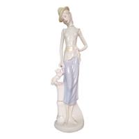 Figura Escultura Porcelana Tipo Lladró Mujer Y Gato 40 Cms. segunda mano  Argentina