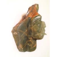 Escultura Piedra Onix Verde Natural Tallada Cara Indio 14 Cm, usado segunda mano  Argentina