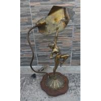 Antigua Lámpara Figura Mujer Art Deco En Bronce Macizo , usado segunda mano  Argentina