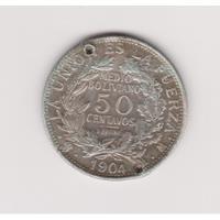 Moneda Bolivia 50 Centavos Año 1904 Plata Perforada segunda mano  Argentina