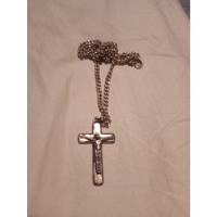 Cadena Con Cruz Jesucristo Metal Plateado. segunda mano  Argentina