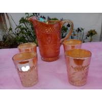 Juego De Jarra Y 4 Vasos Carnival Glass  segunda mano  Argentina
