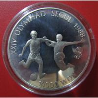 Corea Del Sur Moneda Plata 10000 Won 1988 Proof Km77 Futbol, usado segunda mano  Argentina