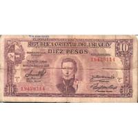Billete Extranjero De Coleccion R.o.uruguay 10 Pesos 1939 segunda mano  Argentina