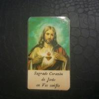 Usado, Estampita Del Sagrado Corazón De Jesús En Vos Confío Plastif segunda mano  Argentina